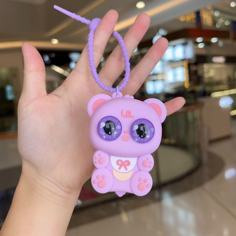 Móc Khóa Gấu Tím - Dây móc dài : 8cm - Mô Hình Cao : 7.3cm - Nặng 50gram - Bọc Túi K74-T5-S2