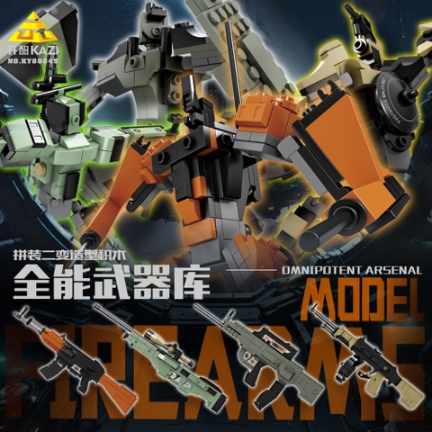 Đồ Chơi Lắp Ghép Combo 4 Súng 2IN1 có thể lắp cả súng và robot - Hộp Dài : 32cm - Ngang : 22cm - Nặng : 1000gram - Full Box - SKU : LG-02 - K57-T3-S9