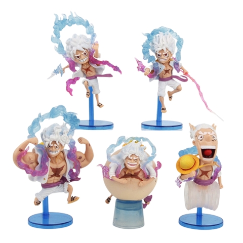 Mô hình OnePiece Bộ 5 Luffy gear 5 trạng thái Nika - Cao 12cm - nặng 400gram - Phụ kiện : Đế - Figure One Piece - Bọc Túi - Hộp Màu