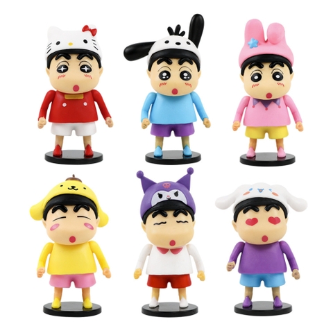 Mô Hình bộ 6 Shin bút chì cosplay - Cao 8-10cm - nặng 300gram - Figure Cậu Bé Bút Chì - bọc túi OPP - hộp màu  - HM131 N3-K35-T3-S1