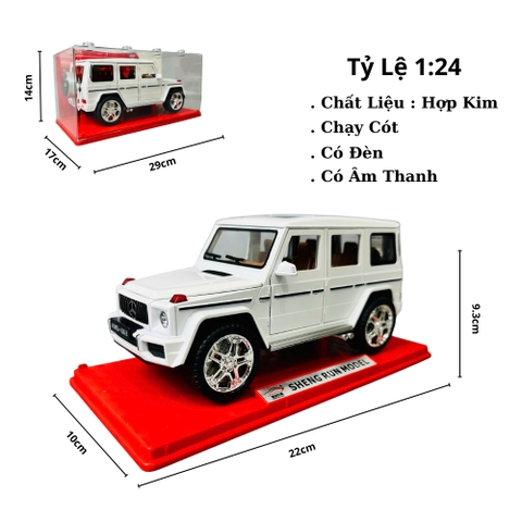 Mô Hình Xe G63 tỉ lệ 1:24 Hợp kim có thể mở cửa - Âm thanh Đèn - Dài 22cm - rộng 10cm - cao 9.3cm - nặng : 800gram - FULL BOX : box màu SKU : oto473x - K55-T3-S8