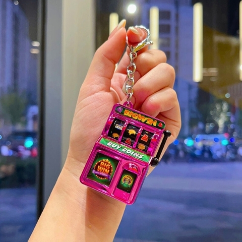 Móc Khóa Máy Quay Thưởng hồng đậm big win . Dài 11cm , Rộng 3.5cm - Nặng 50gram - SKU : moc284a