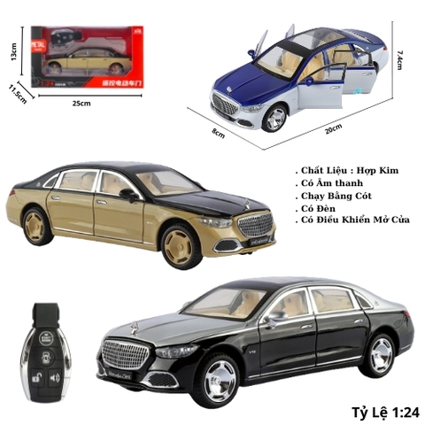 Mô Hình Xe Oto Maybach S680 tỉ lệ 1:24 , Hợp kim , có âm thanh , có đèn , có điều khiển mở cửa - Dài 20cm - rộng 8cm - cao 7.4cm - FULL BOX : box