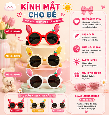 Kính mắt trẻ em dễ thương - SKU :  K-3507 - (VAT: 012-01-13*)