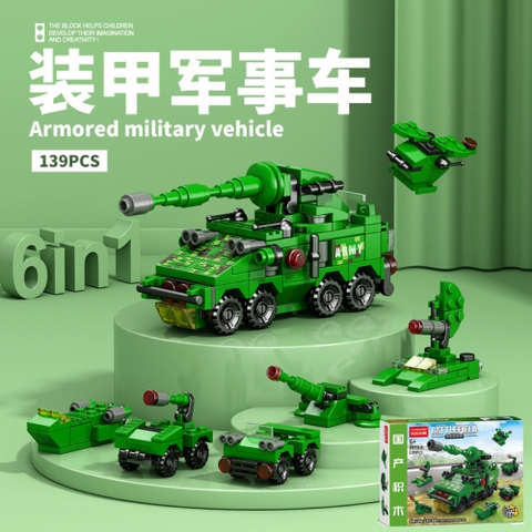 Đồ Chơi Lắp Ghép Lego Xe Tăng Xanh (6 IN 1) - 139 hạt - Full Box - Sku : LG-8970-8 ( VAT 001-22-11 ) K116-T1-S12