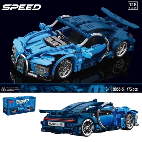 Đồ Chơi Lắp Ghép Lego Xe Bugatii chiron Màu xanh biển - Tỉ Lệ 1:18 - 473 hạt - Full Box - Sku : LG-40-07 - K54-T3-S5