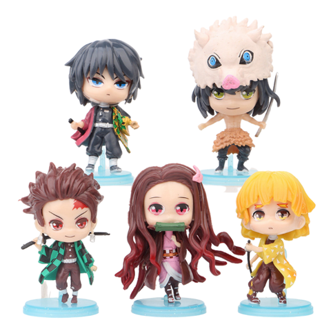 Mô hình đồ chơi -Combo 5 em figure Tanjirou , Nezuko , Zenitsu , Inosuke , Giyuu - Kimetsu No Yaiba - No Box