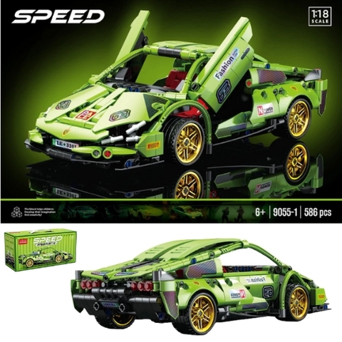 Đồ Chơi Lắp Ghép Lego Xe Lamborghini Màu Xanh Lá - 586 hạt - Full Box - Sku :LG-40-05 - K54-T4-S3