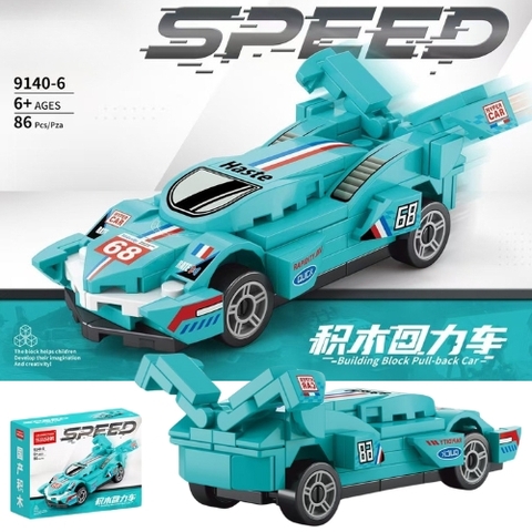 Đồ Chơi Lắp Ghép Lego Xe Đua Màu Xanh Dương Số 68 - 86 hạt - Full Box - Sku : LG-41-02 - K54-T1-S2