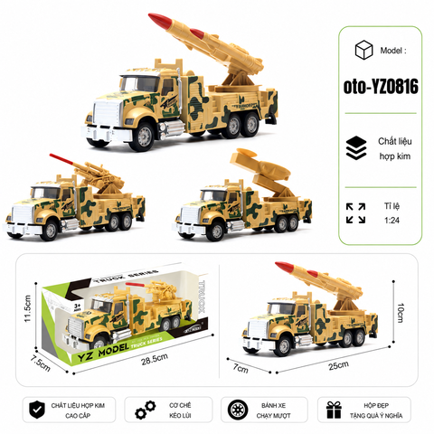 Xe Quân Sự  có nhiều kiểu dáng , chất liệu hợp kim , tỉ lệ 1:24 : SKU : oto-YZ0816 ( Vat : 103-16-50 )