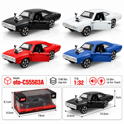 Xe thể thao nhiều màu sắc chất liệu hợp kim , Có Đèn và Âm Thanh , tỉ lệ 1:32 : SKU : oto-C55503A ( Vat : 103-01-60 )