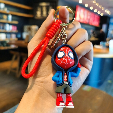móc khóa spiderman người nhện mặc hoodle - dây dài 9.5cm mô hình cao 8.5cm - nặng : 50gram - no box N3-K15-T6-S3