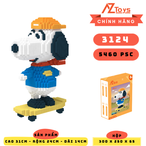 MÃ 3124 - Chú Chó Snoopy Trượt Ván - Sỉ Lẻ 89k - Sỉ Thùng 79k - Thùng 24 con