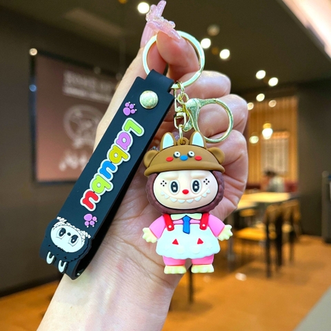 Móc Khóa labubu mũ nâu váy hồng - Dây móc dài : 10cm - Mô Hình Cao : 6cm - Nặng : 50gram - No Box : bọc túi OPP K76-T6-S7
