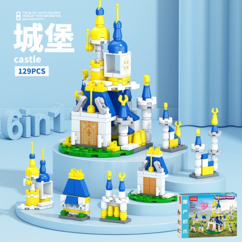 Đồ Chơi Lắp Ghép Lego Lâu Đài Xanh (6 IN 1) - 129 hạt - Full Box - Sku : LG-8971-2 - (VAT 001-12-11) - K84-T2-S2 - K85-T2-S2