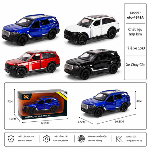 Mô Hình xe Oto hợp kim , tỉ lệ 1:43 - Dài 10.8cm - rộng 4.5cm - cao 4cm - SKU : oto-4341A - ( Vat : 003-01-20 )