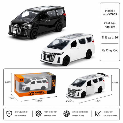 Mô Hình xe oto Toyota Alphard hợp kim , tỉ lệ 1:36 - Dài 12cm - rộng 4.7cm - cao 4.7cm - SKU : oto-YZ902 - ( Vat : 003-01-35 )