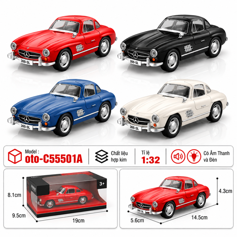 Xe thể thao nhiều màu sắc chất liệu hợp kim , Có Đèn và Âm Thanh , tỉ lệ 1:32 : SKU : oto-C55501A ( Vat : 103-01-60 )