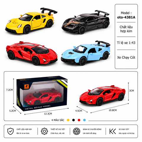Mô Hình xe Oto đua hợp kim , tỉ lệ 1:43 - Dài 10.8cm - rộng 4.5cm - cao 3cm - SKU : oto-4381A - ( Vat : 003-01-20 )