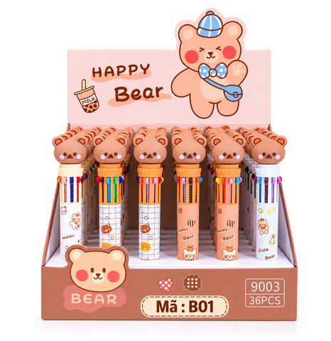 Bút bi 10 ngòi hình gấu dễ thương - SKU : B01 - (VAT: 111-01-5 ) - K27-T3-S10