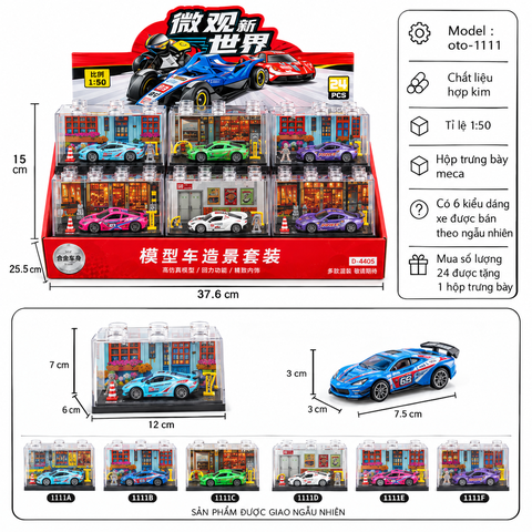 Mô hình xe ô tô hợp kim trong hộp meca có tiểu cảnh - SKU : oto-1111 ( VAT : 103-01-35 ) - K145-T2-S1