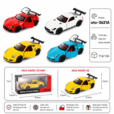 Mô Hình xe đua hợp kim , tỉ lệ 1:36 - Dài 12.2cm - rộng 5.2cm - cao 3.6cm - SKU : oto-3621A - ( Vat : 003-01-35 )
