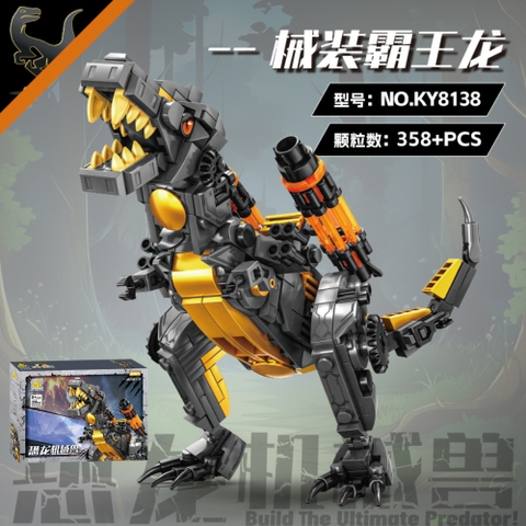 Đồ Chơi Lắp Ghép Khủng Long T-REX Đen Vàng - Hộp Dài : 35cm - Ngang : 25cm - Nặng : 1000gram - Full Box - SKU : LG-03-01 - K58-T4-S7