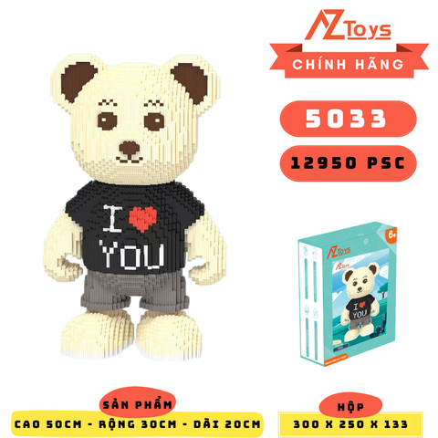 MÃ 5033 - Gấu Teddy I Love You - Sỉ Lẻ 167k - Sỉ Thùng 157k - Thùng 12 con