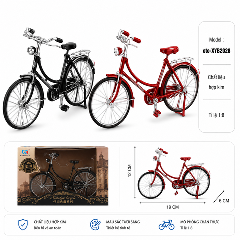 Mô Hình xe đạp cổ tỉ lệ 1:8 - Dài 19.5cm - rộng 5cm - cao 12cm - nặng : 200gram - FULL BOX . SKU : XYB2028 - (VAT: 103-04-60)
