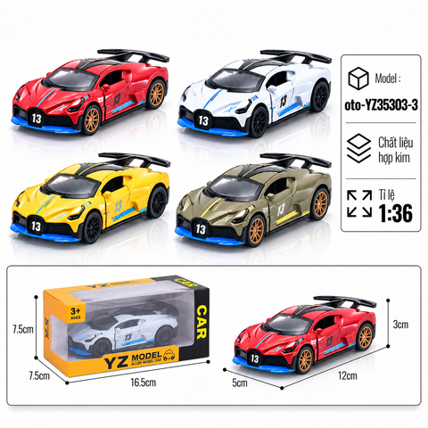 Mô Hình xe oto lamborhgini hợp kim , tỉ lệ 1:36 - Dài 12cm- rộng 5.2cm - cao 3cm - SKU : oto-YZ35303-3 - ( Vat : 103-01-35 )