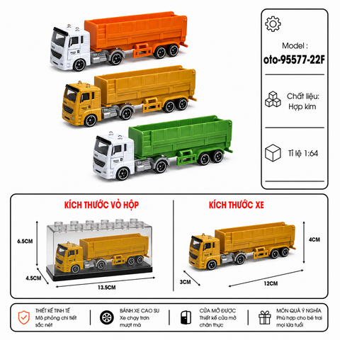 Xe Chở Hàng , chất liệu bằng hợp kim , có hộp meca trưng bày ,  tỉ lệ 1:64 - SKU: oto-95577-22F ( VAT : 103-01-25 ) - K154-T2-S1