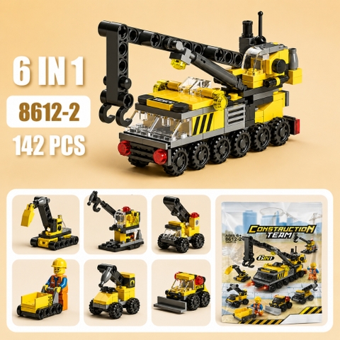 Bộ Lắp Ghép Xe Cẩu Mini 6in1 142pcs. SKU: LG-8612-2 -  ( Vat : H781 !!! ) - K85-T3-S2 - K4-T1-S7,8,9