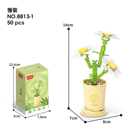 Combo 2 Bộ lắp ghép Hoa cúc- cung Bạch Dương 50pcs . SKU: LG-8813-1 (VAT 001-C2-11) - K119-T3-S1