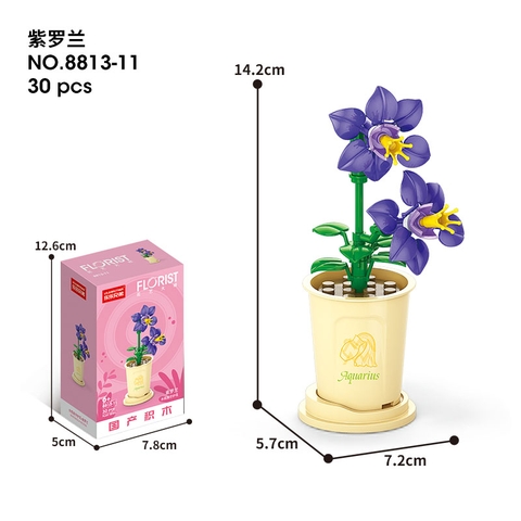 Combo 2 Bộ lắp ghép Hoa Phong Lan- Cung Bảo Bình 30pcs. SKU: LG-8813-11 (VAT 001-C2-11) - K119-T3-S11