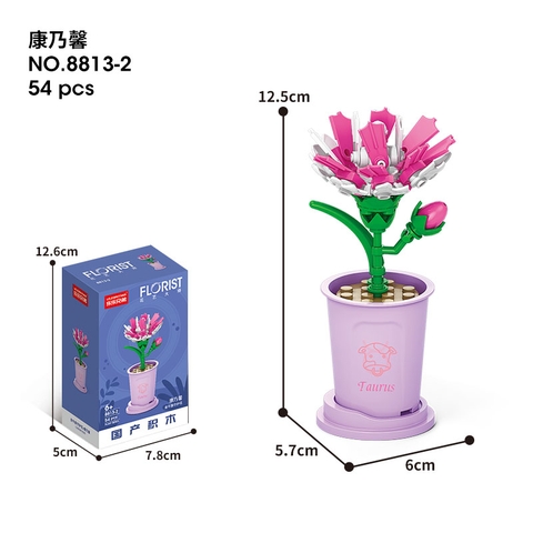 Combo 2 Bộ Lắp ghép Hoa Cẩm Chướng-Cung Kim Ngưu 54pcs . SKU: LG-8813-2-C (VAT 001-C2-11) - K119-T3-S2
