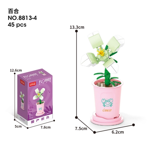 Combo 2 Bộ lắp ghép Hoa Huệ- Cung Cự Giải 45pcs. SKU: LG-8813-4-C (VAT 001-C2-11) - K119-T3-S4