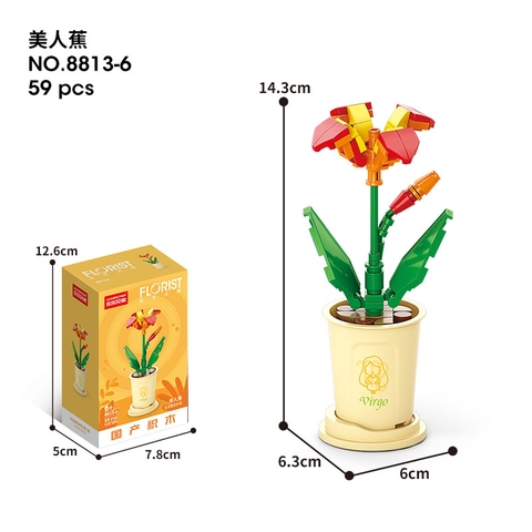 Combo 2 Bộ lắp ghép Hoa Trinh Nữ- Cung Xử Nữ 59pcs. SKU: LG-8813-6-C (VAT 001-C2-11) - K119-T3-S6