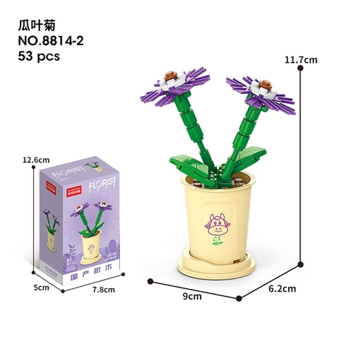Combo 2 Bộ lắp ghép Chậu hoa theo 12 con giáp- Hoa Tulip- Tuổi Sửu 53pcs. SKU: LG-8814-2-C (VAT 001-C2-11) - K113-T1-S2