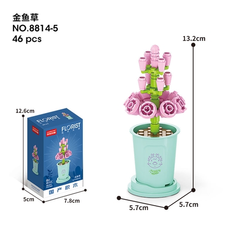Combo 2 Bộ lắp ghép Chậu hoa theo 12 con giáp 46pcs- Hoa Mõm Sói- Tuổi thìn . SKU: LG-8814-5-C (VAT 001-C2-11) - K113-T1-S5