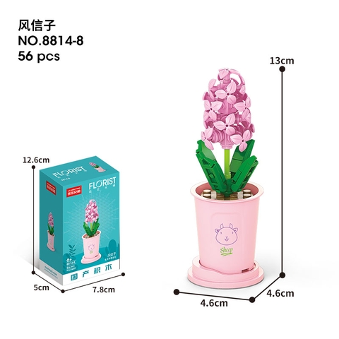 Combo 2 Bộ lắp ghép Chậu hoa theo 12 con giáp 56pcs- Hoa Lục Bình- Tuổi Mùi. SKU: LG-8814-8 (VAT 001-C2-11) - K113-T1-S8