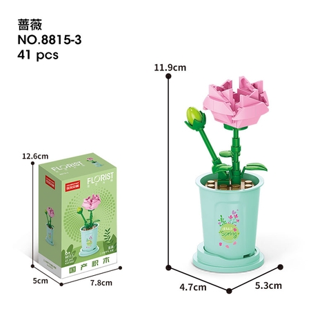 Combo 2 Bộ lắp ghép Hoa hồng 41pcs. SKU: LG-8815-3 (VAT 001-C2-11) - K121-T3-S3