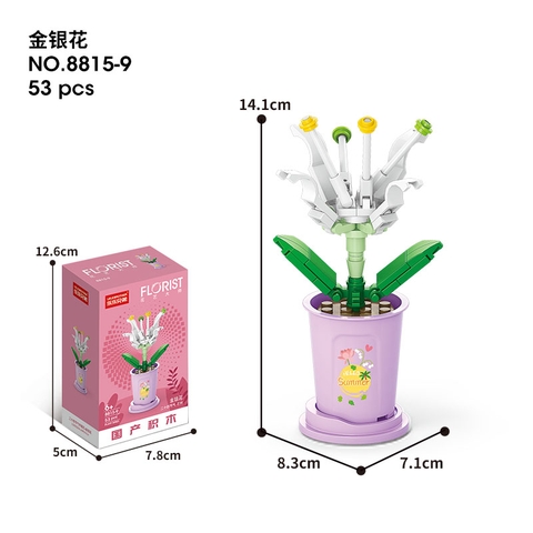 Combo 2 Bộ lắp ghép Hoa Kim Ngân 53pcs. SKU: LG-8815-9-C (VAT 001-C2-11) - K121-T3-S9