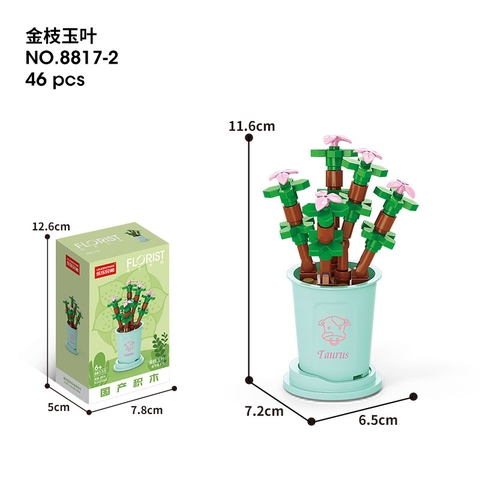 Combo 2 Bộ lắp ghép Hoa- Cung Kim Ngưu 46pcs. SKU: LG-8817-2 (VAT 001-C2-11) - K131-T3-S2