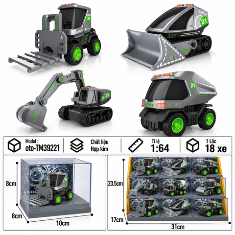 Mô hình Xe Công Trình bằng thép hợp kim , tỉ lệ 1:64 - SKU: oto-TL39221 - (VAT: 103-02-30 )
