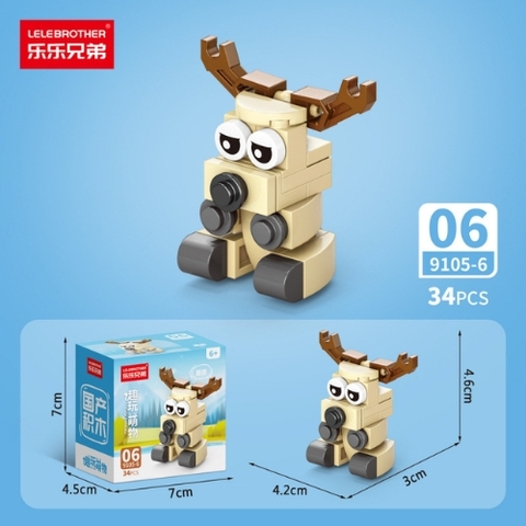 Combo 5 Bộ Lắp Ghép Mô Hình Động Vật 34pcs. SKU: LG-9105-6 ( VAT 001-C5-11 ) K133-T2-S6