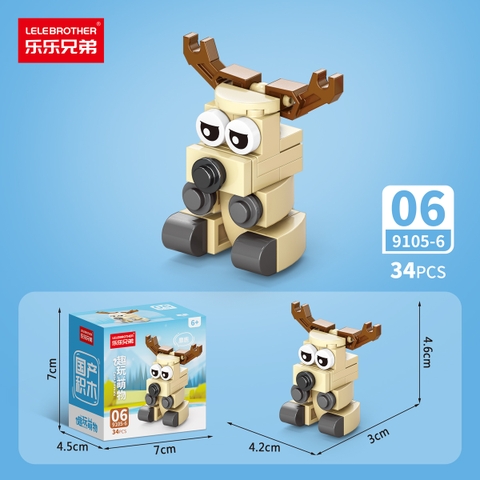 Combo 5 Bộ Lắp Ghép Mô Hình Động Vật 34pcs. SKU: LG-9105-6-C ( VAT 001-C5-11 ) K133-T2-S6