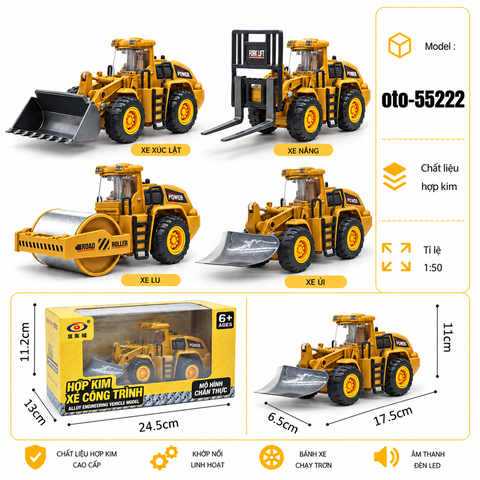 Mô hình xe công trình hợp kim tỉ lệ 1:50 - SKU : oto-55222 ( VAT : 103-02-50 )