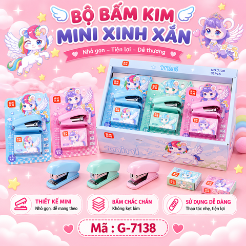 Dụng cụ bấm ghim mini tặng kèm hộp ghim - SKU: G-7138 - (VAT: 111-03-9 ) - K27-T2-S8