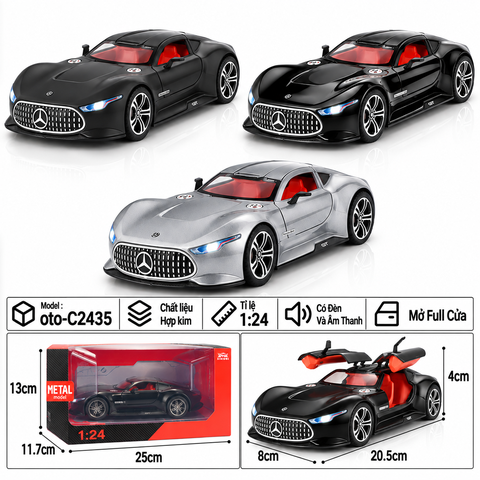 Xe thể thao tỉ lệ 1:24 - chất liệu bằng hợp kim - Có đèn và âm thanh Tính năng mở full cửa - SKU : oto-C2435 ( VAT : 103-01-170 )