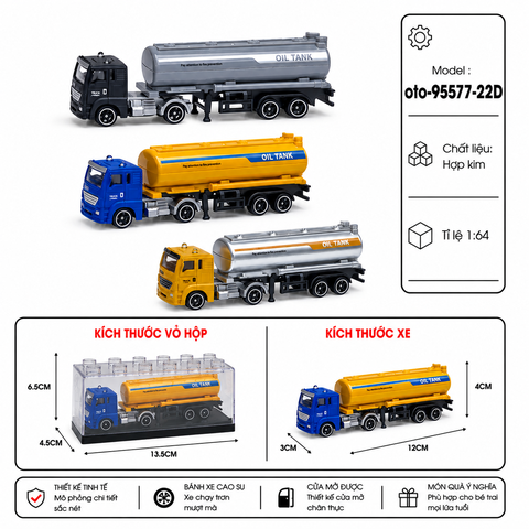 Xe Bồn chở nước - chất liệu hợp kim - tỉ lệ 1:64 - SKU : oto-95577-22D ( VAT : 103-01-25 ) - K154-T2-S2